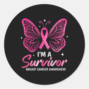 Ich bin ein Überlebender Brustkrebs-Bewusstseinssc Runder Aufkleber