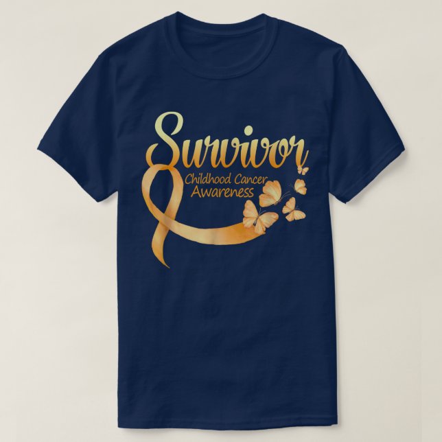 Ich bin ein Überlebender Butterfly Childhood Cance T-Shirt (Design vorne)