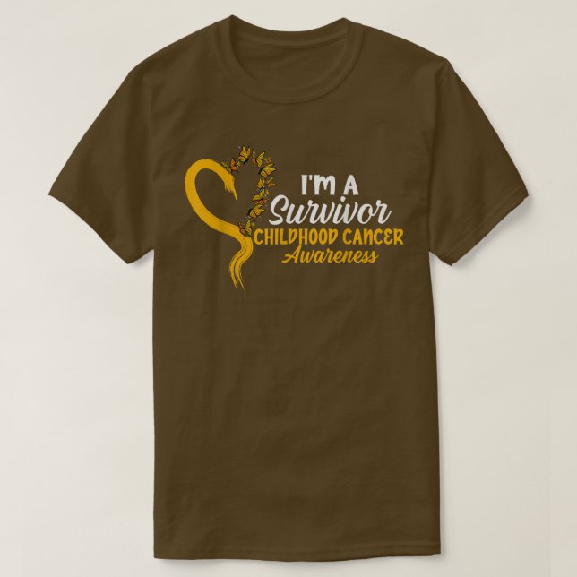 Ich bin ein Überlebender Butterfly Childhood Cance T-Shirt (Design vorne)