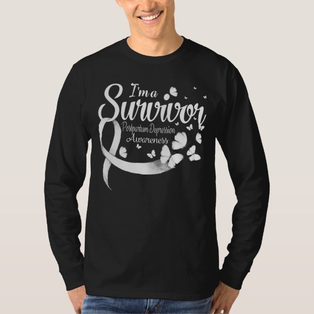 Ich bin ein Überlebender des Bewusstseins für Depr T-Shirt (Vorderseite)