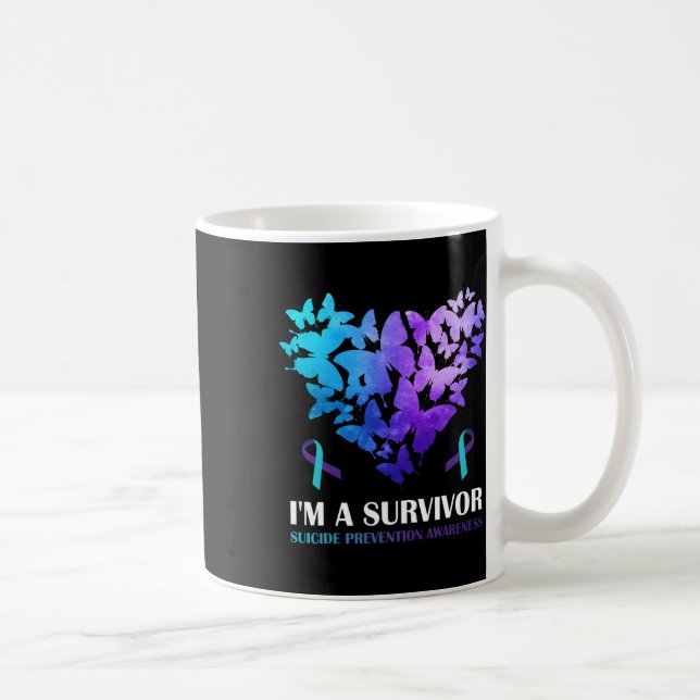 Ich bin ein Überlebender des Suizidpräventionsbutt Kaffeetasse (Rechts)