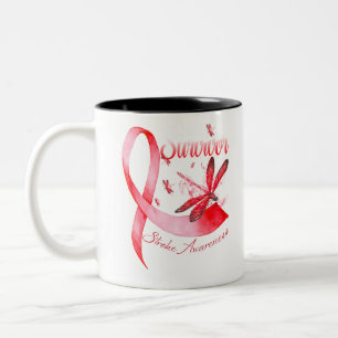 Ich bin ein Überlebender Dragonfly Red Ribbon Stro Zweifarbige Tasse
