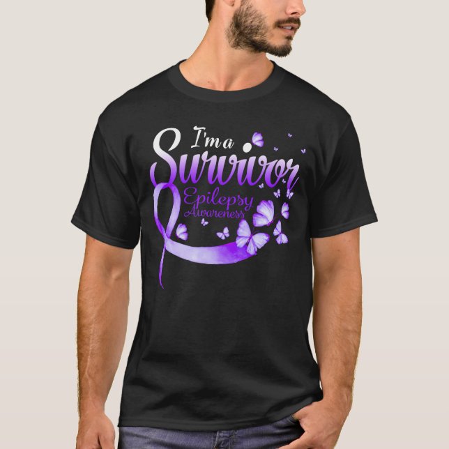 Ich bin ein Überlebender Epilepsie Awareness Butte T-Shirt (Vorderseite)