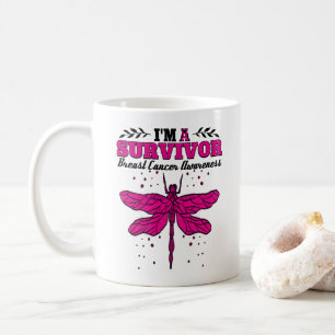 Ich bin ein Überlebender Libelle Brustkrebs-Bewuss Kaffeetasse