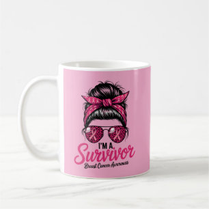 Ich bin ein Überlebender Pink Ribbon Brustkrebs-Mu Kaffeetasse