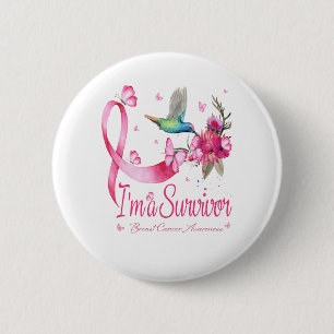 Ich bin ein Überlebender von Hummingbird Ribbon Br Button