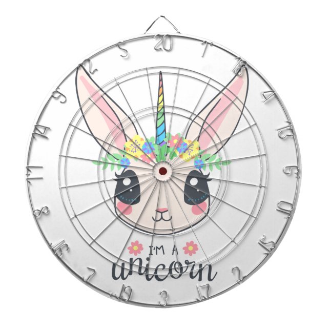 Ich bin ein Unicorn Bunny (Niedliche Kunst für Mäd Dartscheibe (vorne)