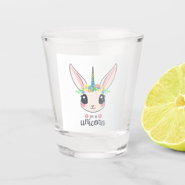 Ich bin ein Unicorn Bunny (Niedliche Kunst für Mäd Schnapsglas (Vorderseite)