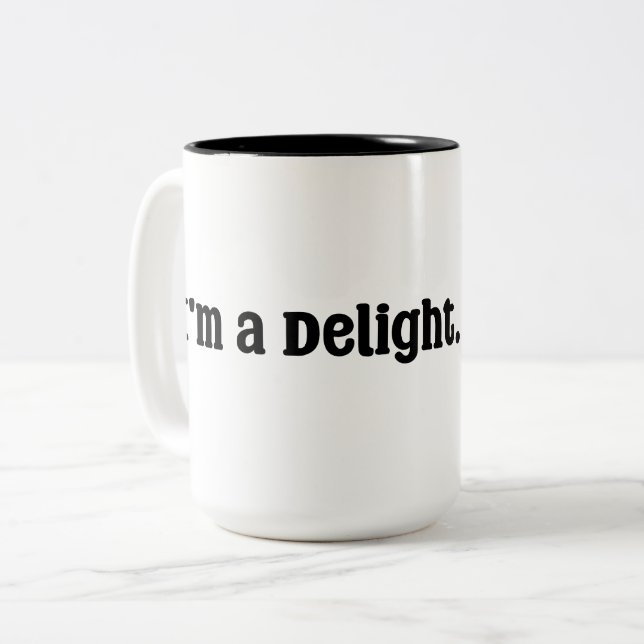 Ich bin ein Vergnügen. Zweifarbige Tasse (Vorderseite Links)