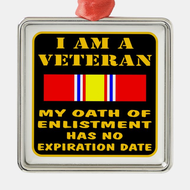 Ich bin ein Veteran, mein Eid der Eintragung ist n Silbernes Ornament (Vorne)