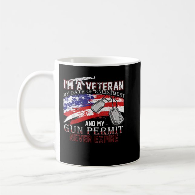 Ich bin ein Veteran, mein Eid vergeht nie, ich bin Kaffeetasse (Links)