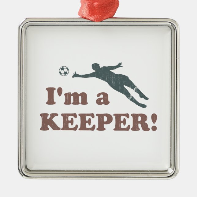 Ich bin ein Wächter-Fußball-Tormann Ornament Aus Metall (Vorne)