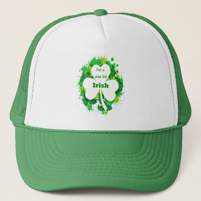 Ich bin ein Wee Bit Irish Fun St. Patricks Day Quo Truckerkappe (Vorderseite)