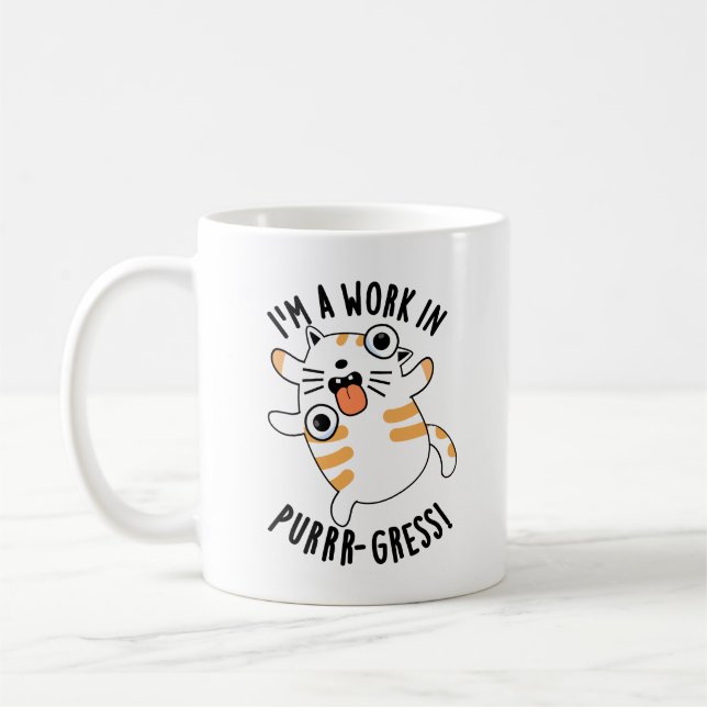 Ich bin ein Werk in einem Funny Cat Pun Kaffeetasse (Links)