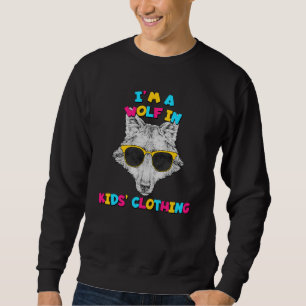 Ich bin ein Wolf in kinderfarbenem Text Sweatshirt