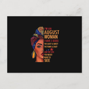 Ich bin eine August Frau habe ich 3 Seiten August Ankündigungspostkarte