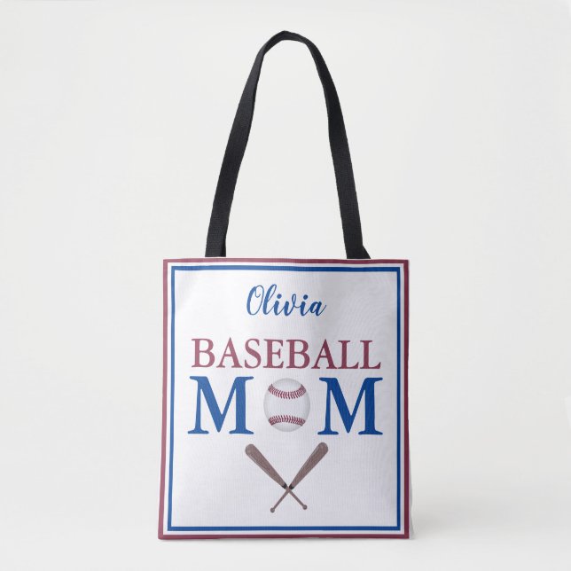 Ich bin eine Baseball-Mama Personalisiert Tasche (Vorderseite)