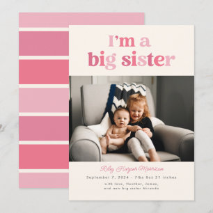Ich bin eine Big Sister (rosa) Flat Announcement C Ankündigung