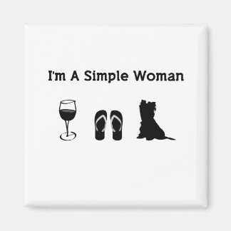 Ich bin eine einfache Frau mit Wein und Yorkie Magnet