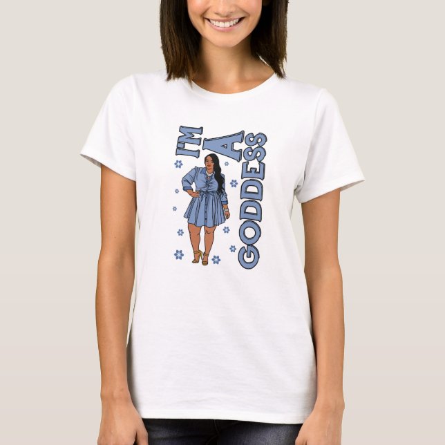 Ich bin eine Göttin BBW Plus Größe Black Girl Magi T-Shirt (Vorderseite)