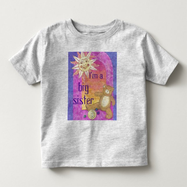 Ich bin eine große Schwester, jetzt Teddy Bear Kin Kleinkind T-shirt (Vorderseite)
