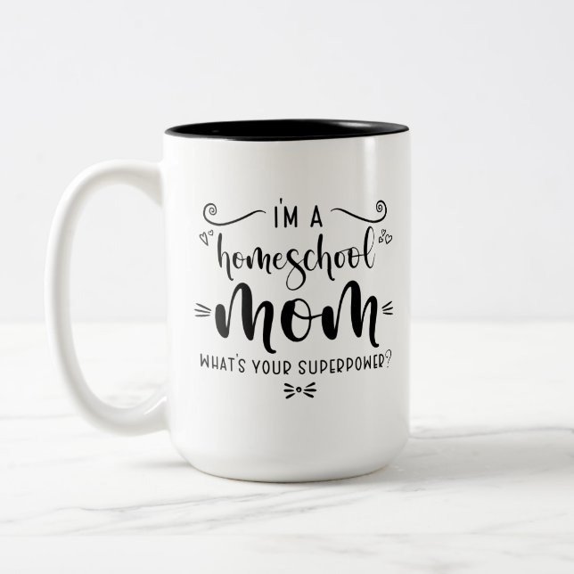 Ich bin eine häusliche Mama Was ist deine Supermac Zweifarbige Tasse (Links)