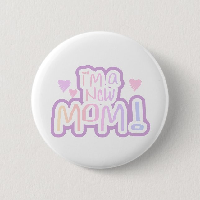 Ich bin eine Junge Mutter, Tshirts und Geschenke Button (Vorderseite)