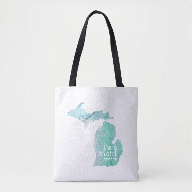 Ich bin eine Michigander-Aquarell-Silhouette Tasche (Vorderseite)