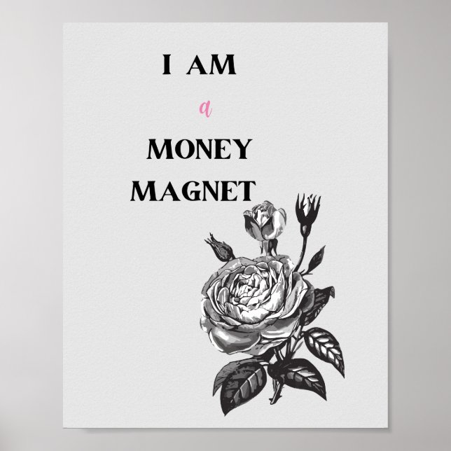 Ich bin eine Money Magnet Affirmation: Minimalisti Poster (Vorne)