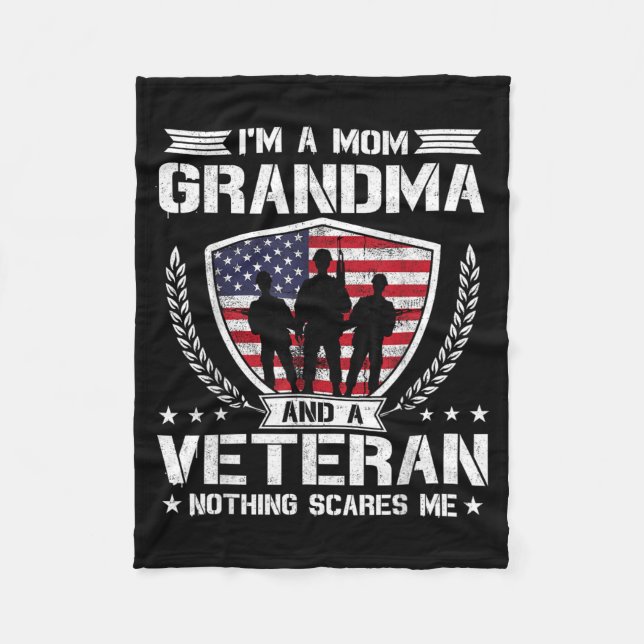 Ich bin eine Mutter, Oma und Veteran, nichts übert Fleecedecke (Vorderseite)