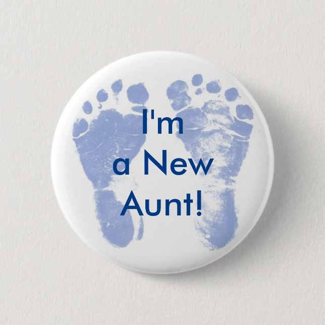 Ich bin eine neue Tante! Baby-Fuß-Knopf Button (Vorderseite)