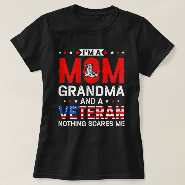Ich bin eine Oma der Mama und eine Veteranenfrau T-Shirt (Design vorne)