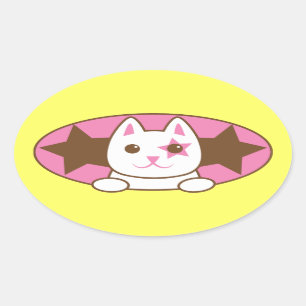 Ich bin eine STAR CAT so niedlich! Ovaler Aufkleber