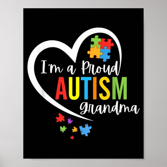 Ich bin eine stolze Oma Liebe Herz Autismus Bewuss Poster (Vorne)