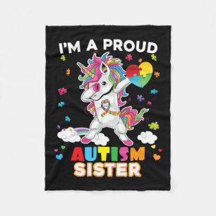 Ich bin eine stolze Schwester Dabbing Unicorn Auti Fleecedecke