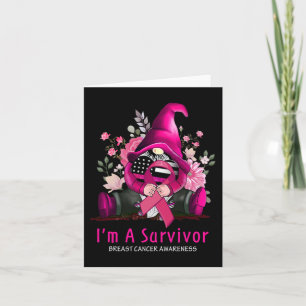 Ich bin eine Überlebende Gnome Pink Ribbon Brustkr Karte