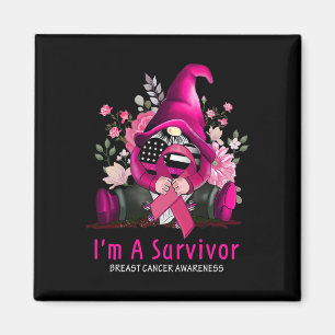 Ich bin eine Überlebende Gnome Pink Ribbon Brustkr Magnet