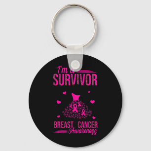 Ich bin eine Überlebende Pink Ribbon Frauen Brustk Schlüsselanhänger