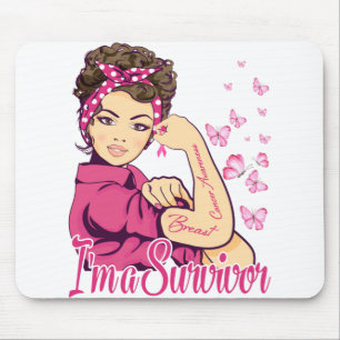 Ich bin eine Überlebende Rosie Riveter Brustkrebs Mousepad