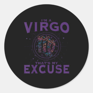 Ich bin eine Virgo Zodiac Sign Graphic Art Jungfra Runder Aufkleber