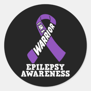 Ich bin eine Warrior Epilepsie Awareness Ribbon-Kr Runder Aufkleber