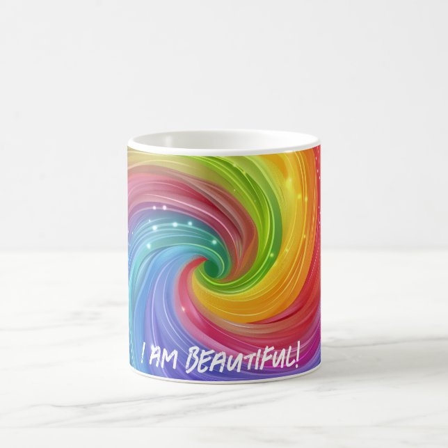 Ich bin eine wunderschöne Rainbow Digital Art Kaffeetasse (Mittel)