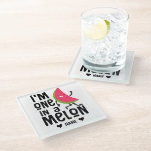 Ich bin eins in einem "Melon" Glasuntersetzer