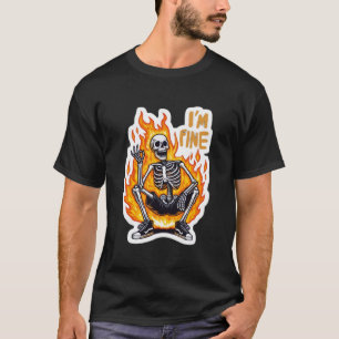 Ich bin Fein Skelett in Flammen Lustige Sticker-Il T-Shirt