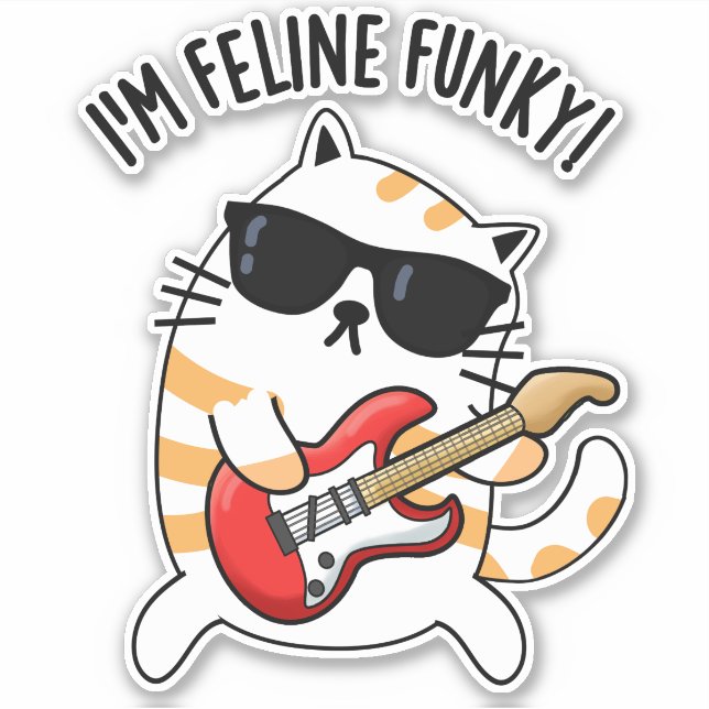 Ich bin Feline Funky Funny Cat Pun Aufkleber (Vorderseite)