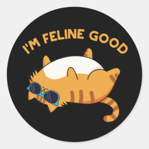 Ich bin Feline Good Funny Fat Cat Pun Runder Aufkleber