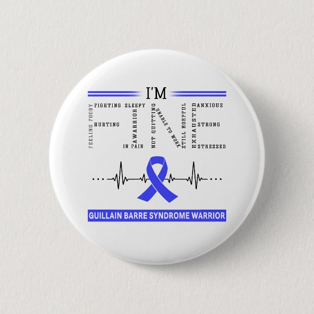 Ich bin Fine Guillain Barre Syndrome Warrior Button (Vorderseite)