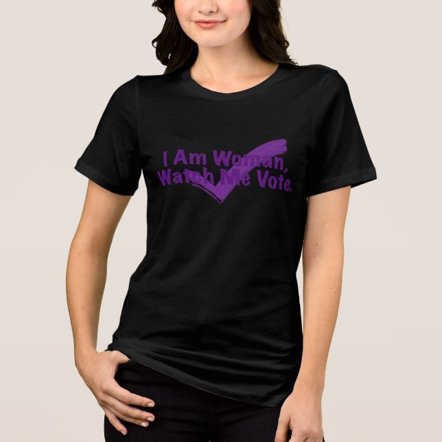 Ich bin Frau und schaue mir bei der Abstimmung zu Tri-Blend Shirt (Vorderseite)