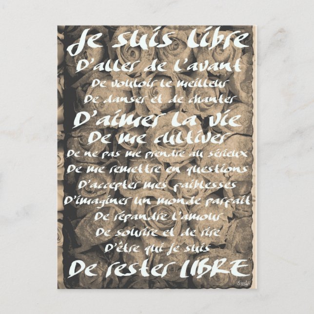 "Ich bin frei..." Postkarte (Vorderseite)
