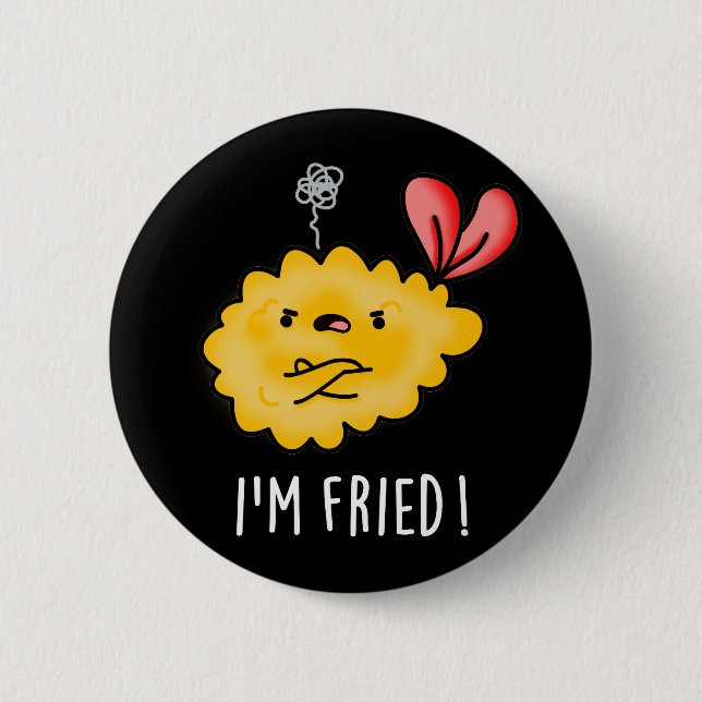 Ich bin Fried Funny Tempura Sushi Pun Dark BG Button (Vorderseite)